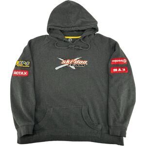 VTG Men's Grey Boxy Embroidered BRP Ski-doo Team Rotax Hoodie Sweatshirt Sz L